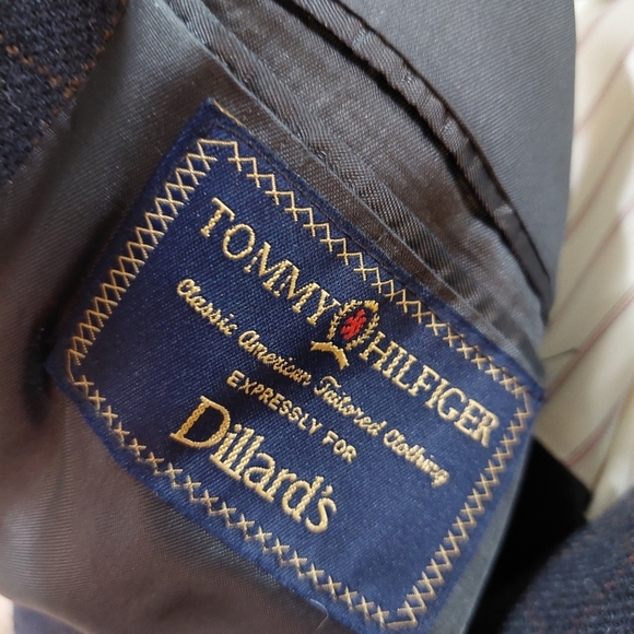 TOMMY HILFIGER mens sport coat DARK GRAY+ RUST Window pane PLAID CLASSIC FIT 40L - Picture 9 of 11